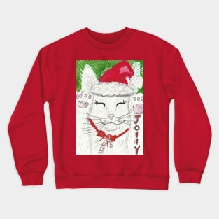 Happy cat  Jolly Christmas  art Crewneck Sweatshirt